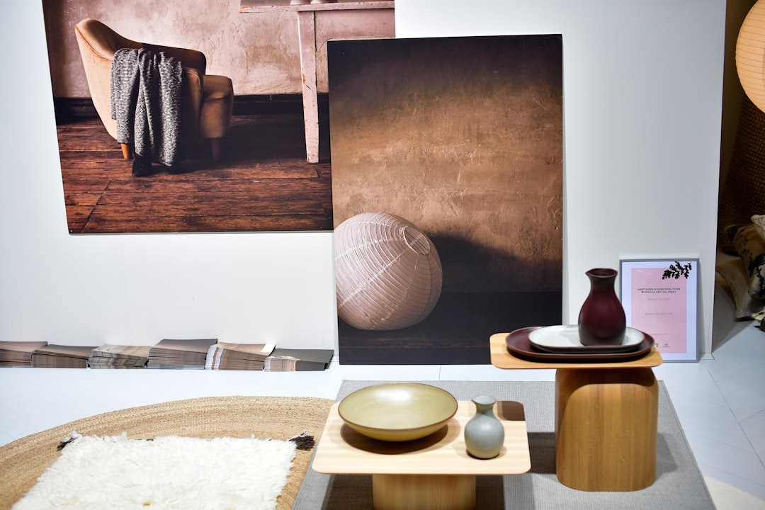 Interior design display with furniture and decor